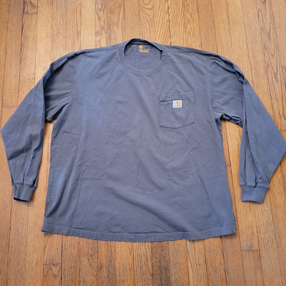 Carhartt L Long‎ Sleeve T-Shirt Gray Pocket Original Fit K126 CHR Workwear Layer